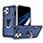 Funda Bumper Silicona y Plastico Mate Carcasa con Soporte YF1 para Apple iPhone 13 Pro Azul
