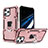 Funda Bumper Silicona y Plastico Mate Carcasa con Soporte YF1 para Apple iPhone 13 Pro Rosa Roja