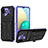 Funda Bumper Silicona y Plastico Mate Carcasa con Soporte YF1 para Samsung Galaxy M02 Morado