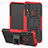 Funda Bumper Silicona y Plastico Mate Carcasa con Soporte Z01 para Huawei Honor 8A Rojo