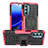 Funda Bumper Silicona y Plastico Mate Carcasa con Soporte Z01 para Motorola Moto G Stylus (2022) 4G Rosa Roja