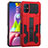 Funda Bumper Silicona y Plastico Mate Carcasa con Soporte ZJ1 para Samsung Galaxy M51 Rojo