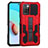 Funda Bumper Silicona y Plastico Mate Carcasa con Soporte ZJ1 para Xiaomi Redmi Note 11 4G (2021) Rojo