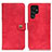 Funda de Cuero Cartera con Soporte Carcasa A01D para Samsung Galaxy S22 Ultra 5G Rojo