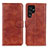 Funda de Cuero Cartera con Soporte Carcasa A02D para Samsung Galaxy S21 Ultra 5G Marron