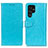 Funda de Cuero Cartera con Soporte Carcasa A03D para Samsung Galaxy S21 Ultra 5G Azul Cielo