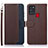 Funda de Cuero Cartera con Soporte Carcasa A09D para Samsung Galaxy A21s Marron