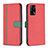 Funda de Cuero Cartera con Soporte Carcasa B13F para Oppo A74 4G Rojo