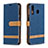 Funda de Cuero Cartera con Soporte Carcasa B16F para Samsung Galaxy M30 Azul Real