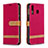 Funda de Cuero Cartera con Soporte Carcasa B16F para Samsung Galaxy M30 Rojo