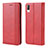 Funda de Cuero Cartera con Soporte Carcasa BY4 para Sony Xperia L3 Rojo