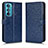 Funda de Cuero Cartera con Soporte Carcasa C01X para Motorola Moto Edge 30 5G Azul