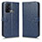 Funda de Cuero Cartera con Soporte Carcasa C01X para Oppo Reno5 A Azul