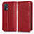 Funda de Cuero Cartera con Soporte Carcasa C03X para Oppo F19 Rojo