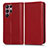 Funda de Cuero Cartera con Soporte Carcasa C03X para Samsung Galaxy S24 Ultra 5G Rojo