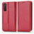 Funda de Cuero Cartera con Soporte Carcasa C03X para Sony Xperia 5 II Rojo