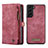 Funda de Cuero Cartera con Soporte Carcasa C04S para Samsung Galaxy S22 Plus 5G Rojo