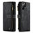 Funda de Cuero Cartera con Soporte Carcasa C06S para Samsung Galaxy S22 Ultra 5G Negro