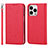 Funda de Cuero Cartera con Soporte Carcasa D01T para Apple iPhone 13 Pro Rojo