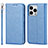 Funda de Cuero Cartera con Soporte Carcasa D01T para Apple iPhone 14 Pro Max Azul