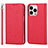 Funda de Cuero Cartera con Soporte Carcasa D01T para Apple iPhone 14 Pro Max Rojo