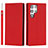 Funda de Cuero Cartera con Soporte Carcasa D01T para Samsung Galaxy S22 Ultra 5G Rojo