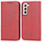 Funda de Cuero Cartera con Soporte Carcasa D03T para Samsung Galaxy S21 5G Rojo