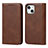 Funda de Cuero Cartera con Soporte Carcasa D04T para Apple iPhone 13 Marron