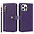 Funda de Cuero Cartera con Soporte Carcasa D06T para Apple iPhone 14 Pro Max Morado