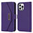 Funda de Cuero Cartera con Soporte Carcasa D07T para Apple iPhone 14 Pro Max Morado