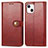 Funda de Cuero Cartera con Soporte Carcasa F01 para Apple iPhone 14 Rojo