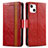 Funda de Cuero Cartera con Soporte Carcasa F03 para Apple iPhone 13 Mini Rojo