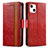 Funda de Cuero Cartera con Soporte Carcasa F03 para Apple iPhone 14 Rojo