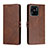 Funda de Cuero Cartera con Soporte Carcasa H02X para Xiaomi Redmi 10 India Marron