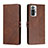 Funda de Cuero Cartera con Soporte Carcasa H02X para Xiaomi Redmi Note 10 Pro Max Marron