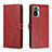 Funda de Cuero Cartera con Soporte Carcasa H02X para Xiaomi Redmi Note 10S 4G Rojo