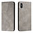 Funda de Cuero Cartera con Soporte Carcasa H03X para Xiaomi Redmi 9i Gris