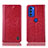 Funda de Cuero Cartera con Soporte Carcasa H04P para Motorola Moto G51 5G Rojo