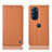 Funda de Cuero Cartera con Soporte Carcasa H07P para Motorola Moto Edge Plus (2022) 5G Naranja