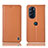 Funda de Cuero Cartera con Soporte Carcasa H07P para Motorola Moto Edge X30 5G Naranja