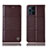 Funda de Cuero Cartera con Soporte Carcasa H11P para Oppo Find X3 5G Marron