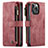 Funda de Cuero Cartera con Soporte Carcasa H27 para Apple iPhone 13 Pro Rojo