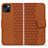 Funda de Cuero Cartera con Soporte Carcasa HF1 para Apple iPhone 14 Marron