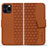 Funda de Cuero Cartera con Soporte Carcasa HF1 para Apple iPhone 14 Pro Max Marron