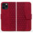 Funda de Cuero Cartera con Soporte Carcasa HF1 para Apple iPhone 14 Pro Max Rojo