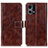 Funda de Cuero Cartera con Soporte Carcasa K04Z para Oppo F21 Pro 4G Marron