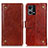 Funda de Cuero Cartera con Soporte Carcasa K06Z para Oppo F21s Pro 4G Marron Claro