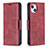 Funda de Cuero Cartera con Soporte Carcasa L01 para Apple iPhone 13 Mini Rojo