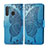 Funda de Cuero Cartera con Soporte Carcasa L01 para Samsung Galaxy A21 Azul Cielo