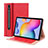 Funda de Cuero Cartera con Soporte Carcasa L01 para Samsung Galaxy Tab S7 Plus 5G 12.4 SM-T976 Rojo
